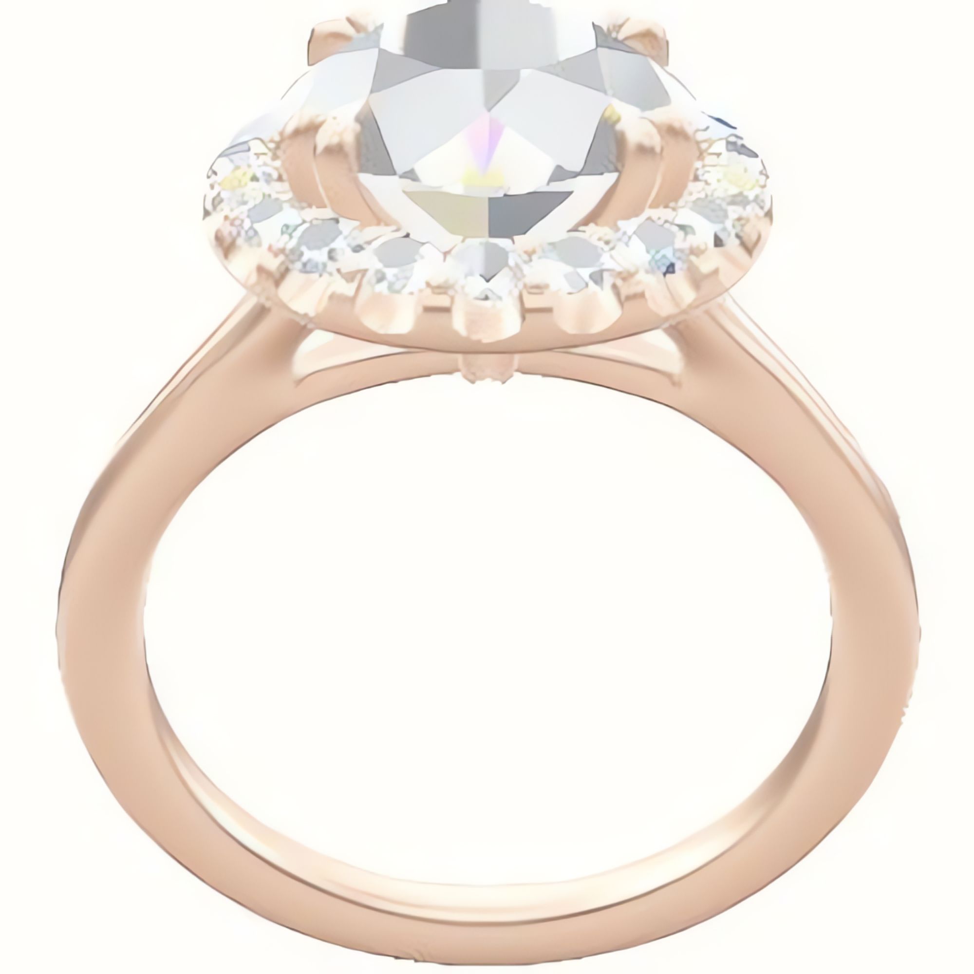 Split Cathedral Engagement Ring With Halo with Double Prong Head