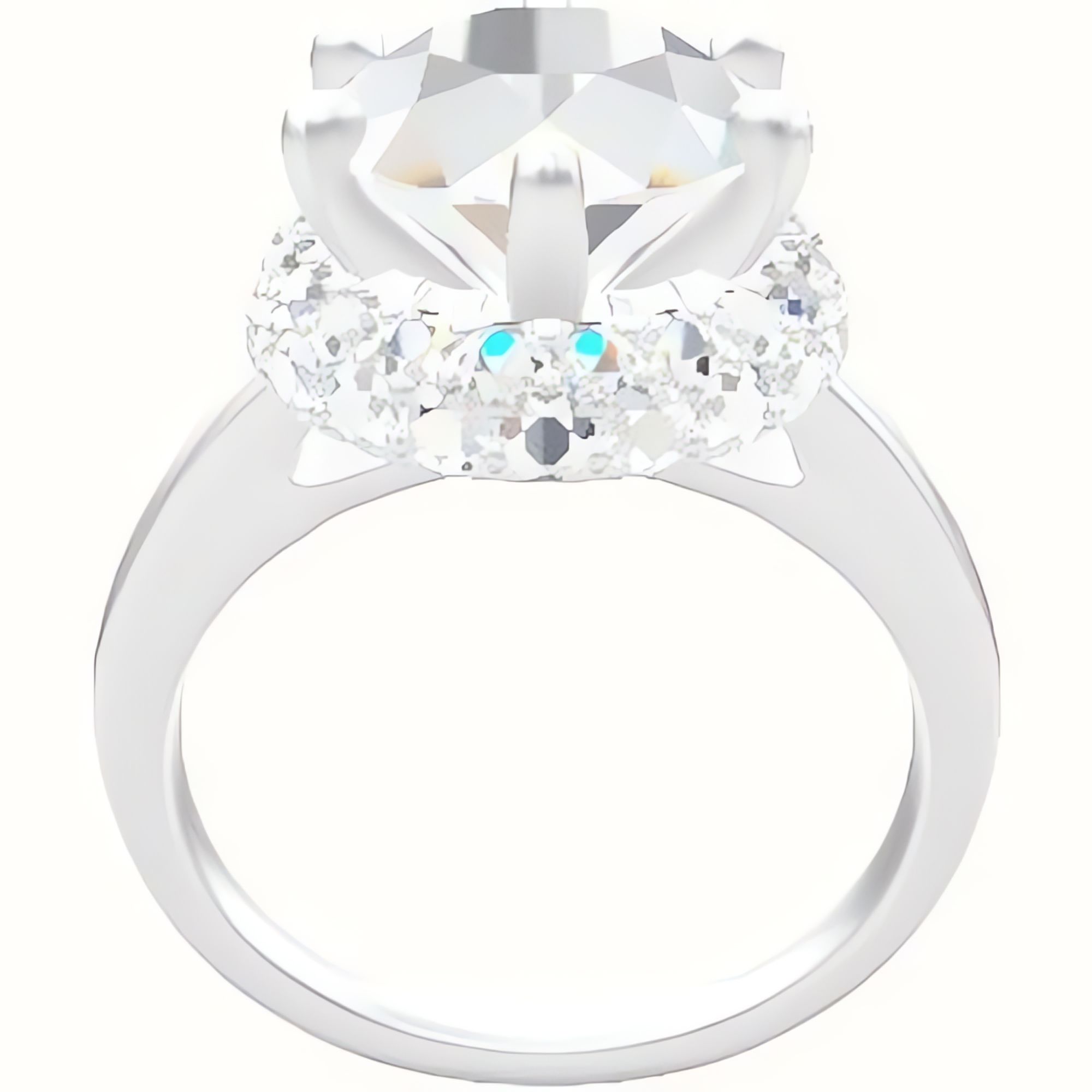 Cathedral Engagement Ring With Six Prong Waterfall Halo Head