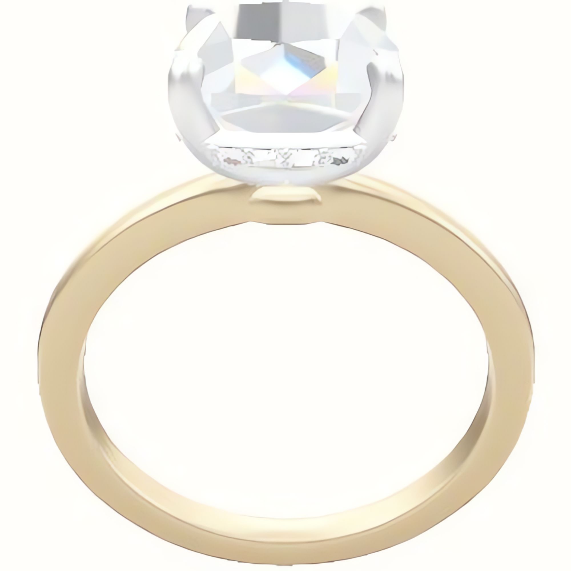 Open Solitaire Engagement Ring With Low Set Pave  Hidden Halo Head