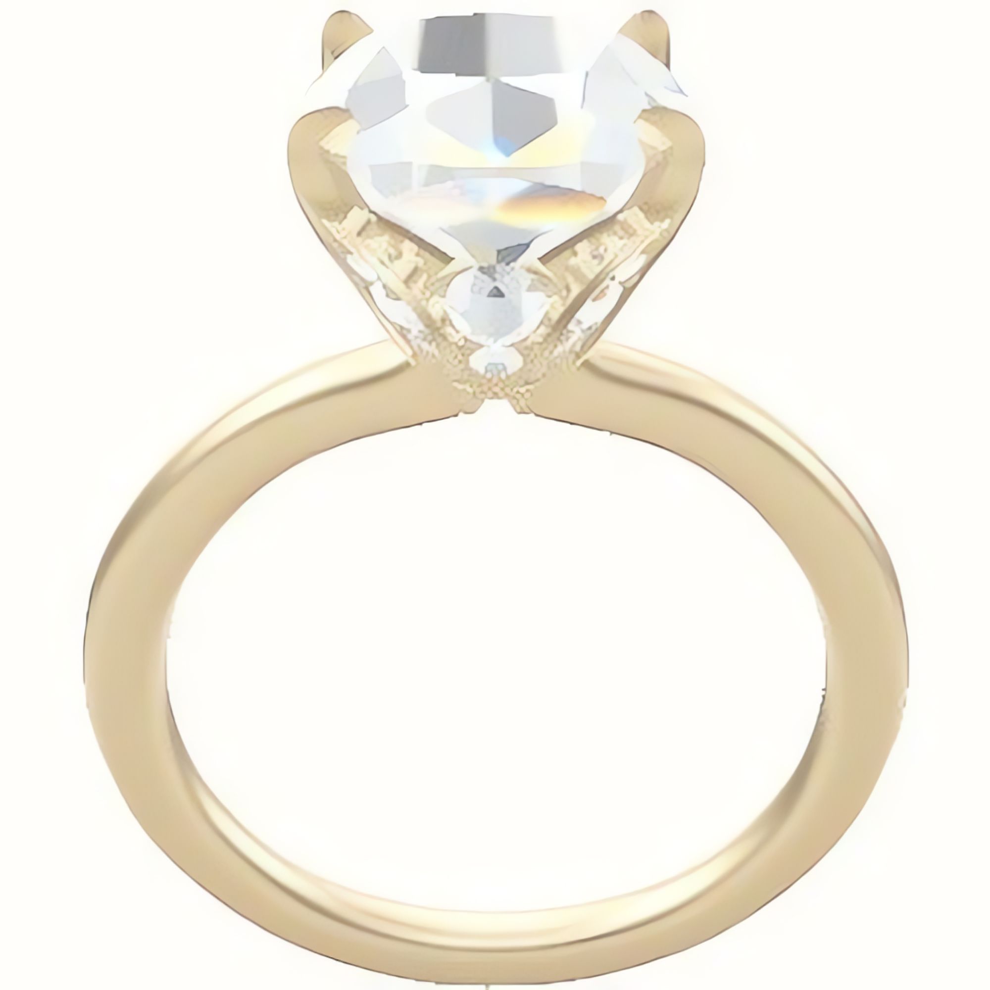 Solitaire Engagement Ring With Pave Tulip Prongs w. Surprise Diamond Head