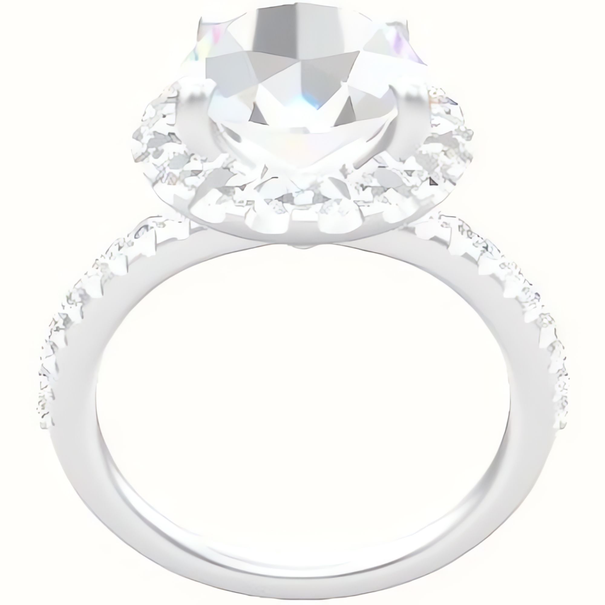 Half Pave Engagement Ring With Halo Head