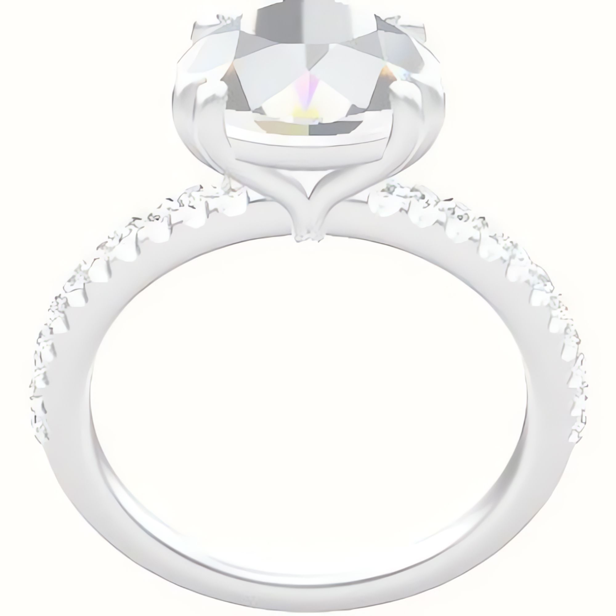 illusion Pave Engagement Ring With Double Prongs Head