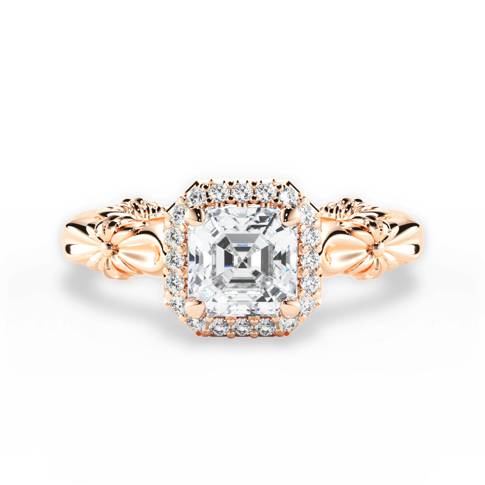 14kt Rose Gold/18kt Rose Gold/asscher/top