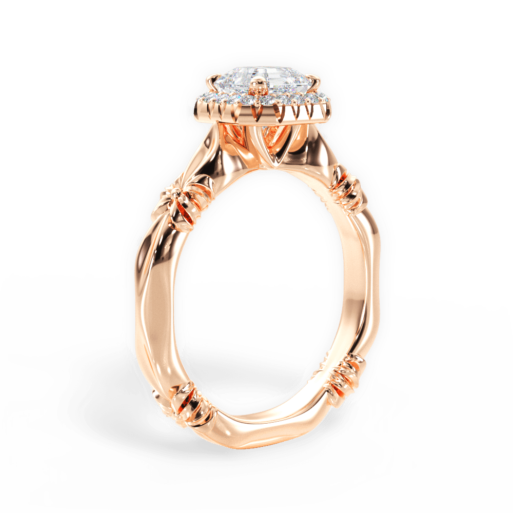 14kt Rose Gold/18kt Rose Gold/asscher/front