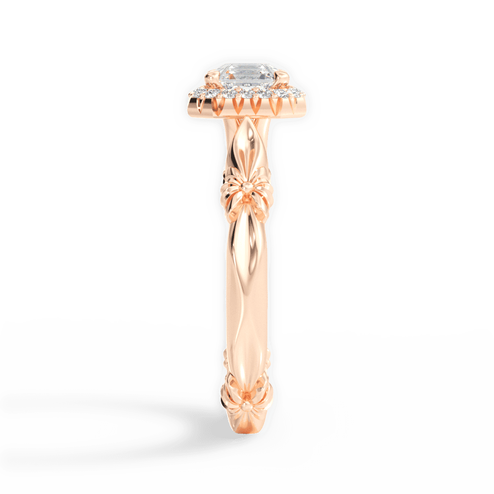 14kt Rose Gold/18kt Rose Gold/asscher/side