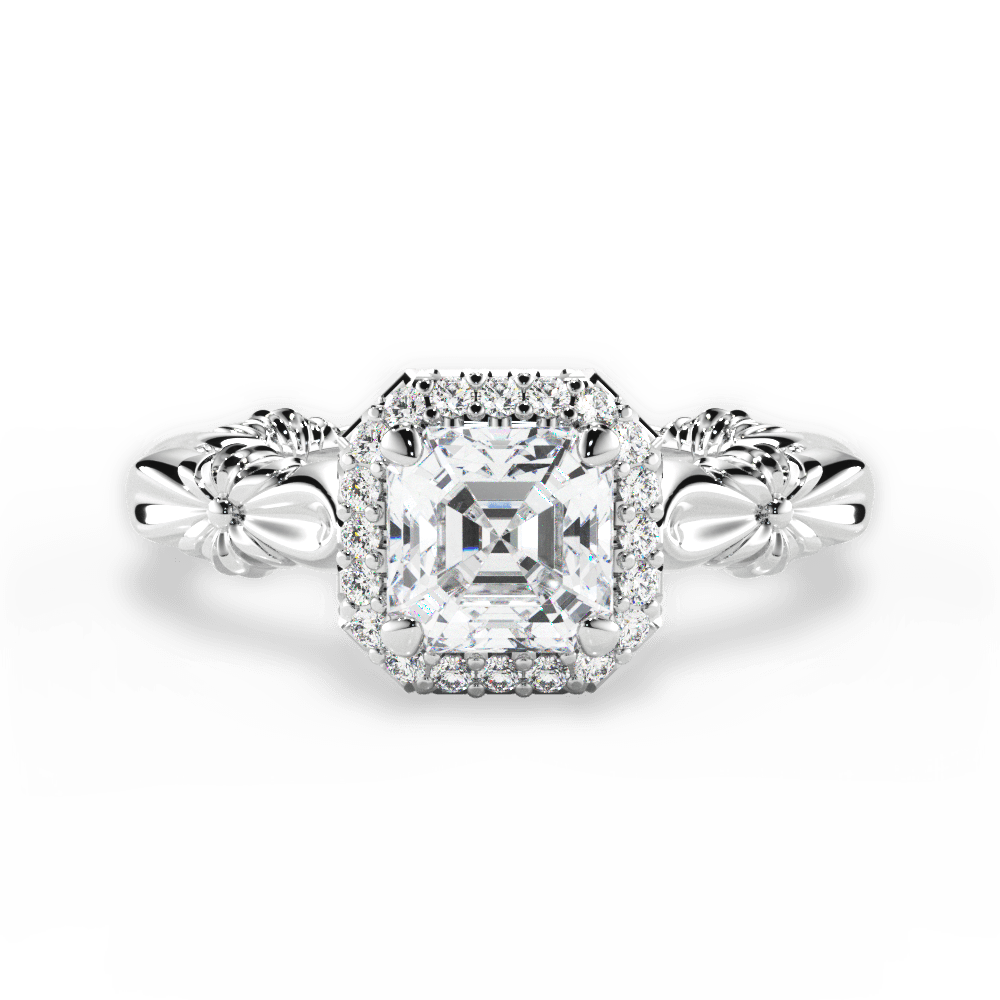 14kt White Gold/18kt White Gold/Platinum/asscher/top