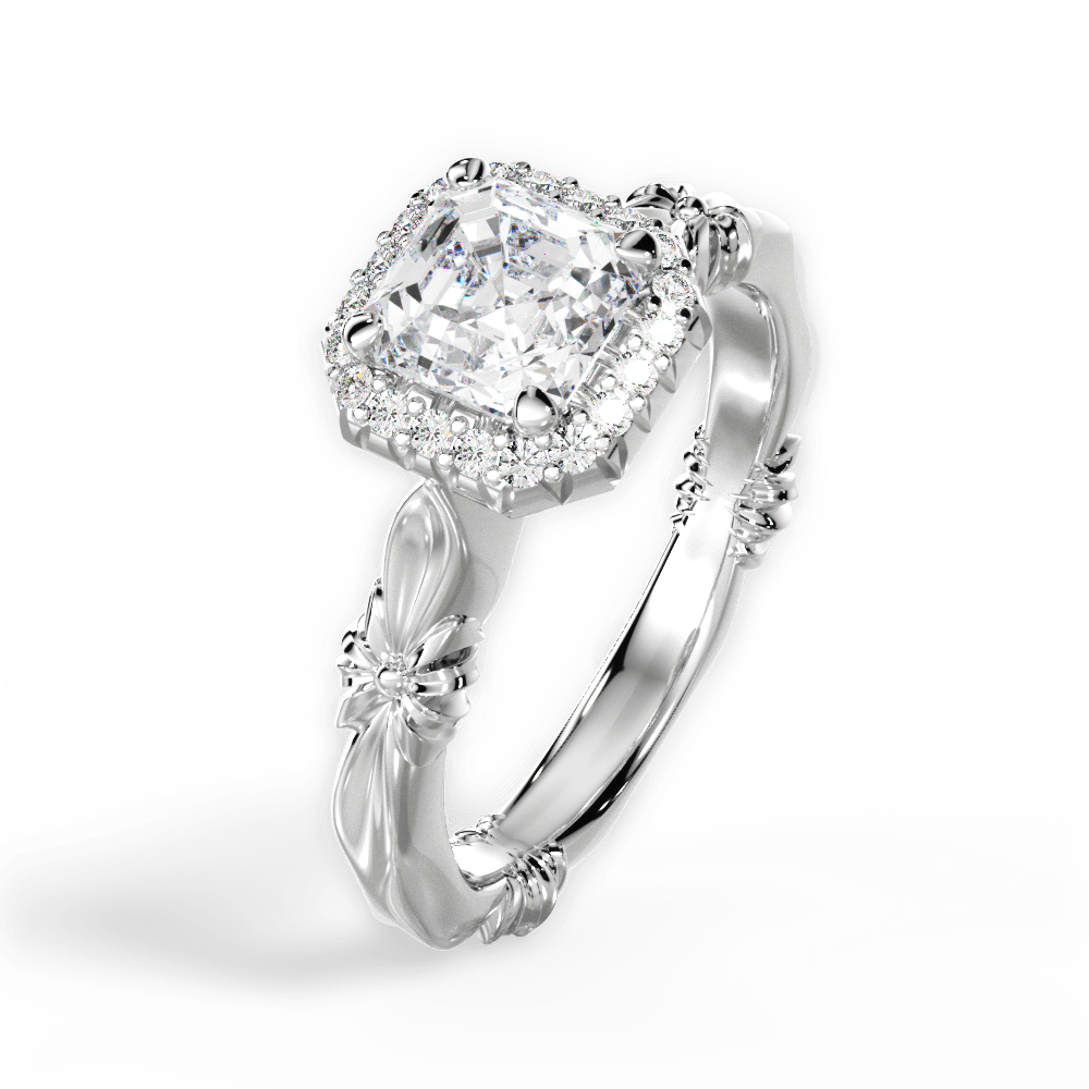 14kt White Gold/18kt White Gold/Platinum/asscher/perspective