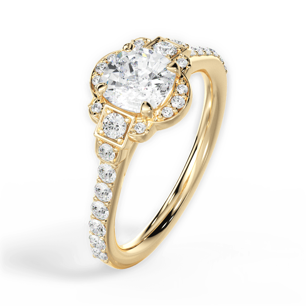 14kt Yellow Gold/18kt Yellow Gold/cushion/perspective