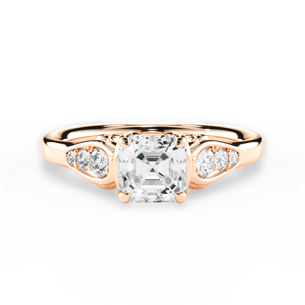 14kt Rose Gold/18kt Rose Gold/asscher/top