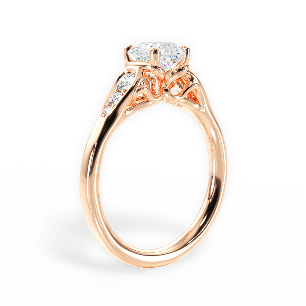 14kt Rose Gold/18kt Rose Gold/asscher/side