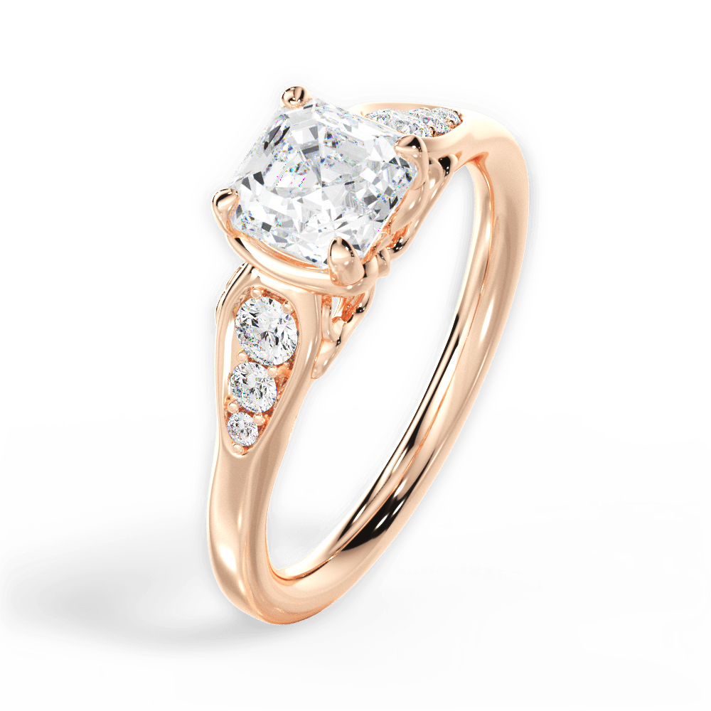 14kt Rose Gold/18kt Rose Gold/asscher/front