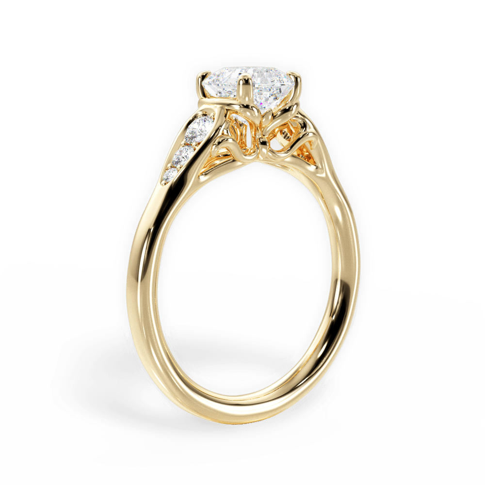 14kt Yellow Gold/18kt Yellow Gold/asscher/side