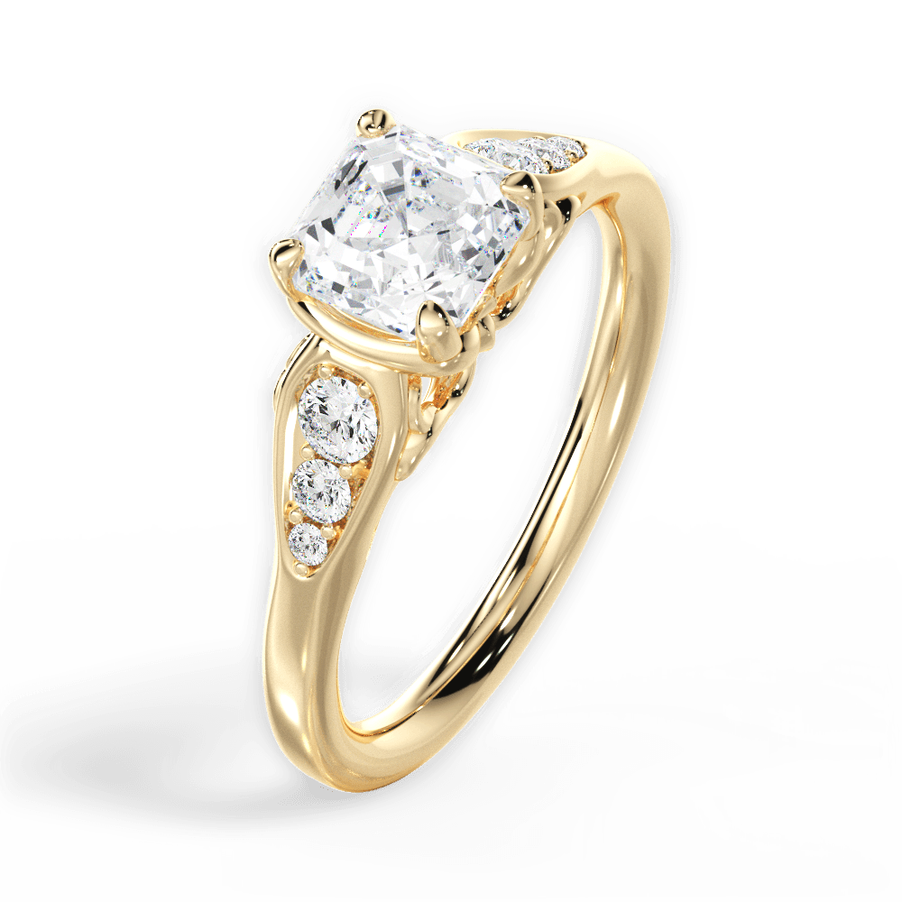 14kt Yellow Gold/18kt Yellow Gold/asscher/front