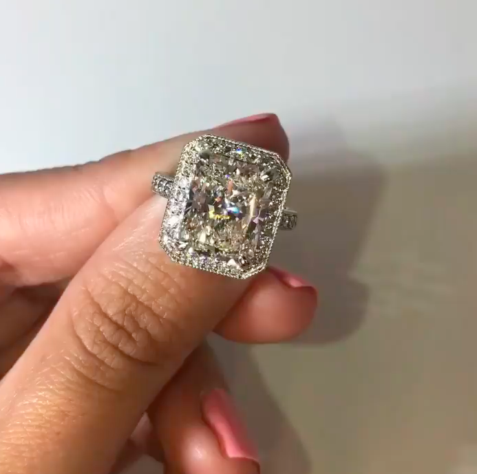 5 carat radiant cut diamond halo ring