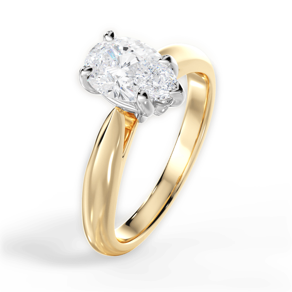 14kt Yellow Gold/18kt Yellow Gold/pear/perspective