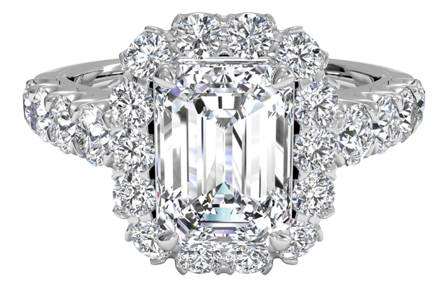emerald cut engagement ring with halo