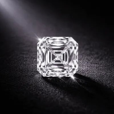 asscher cut diamond on a black background