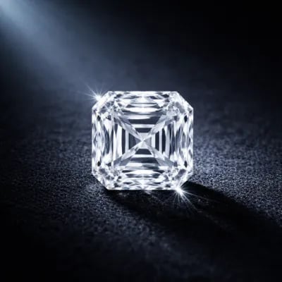 asscher cut natural diamond on a black background