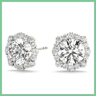 Diamond stud earrings with halo