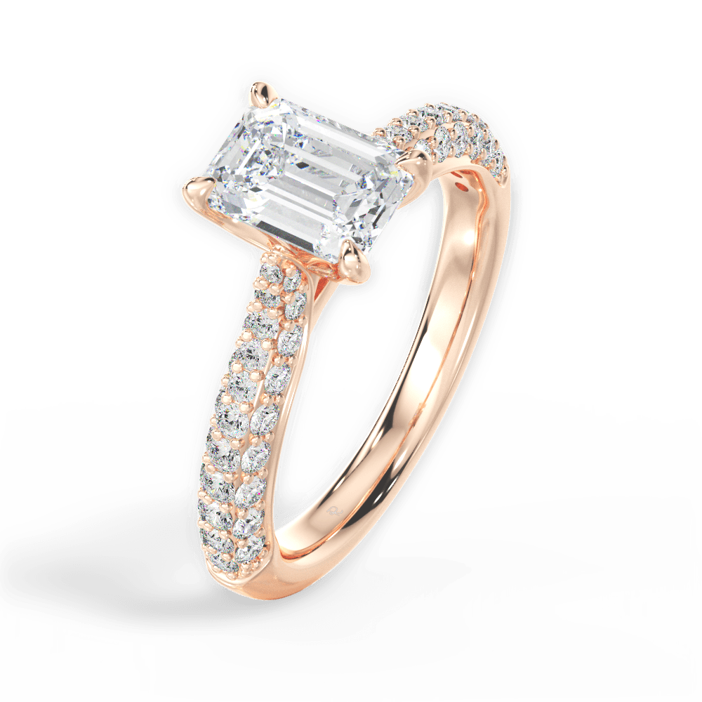 14kt Rose Gold/18kt Rose Gold/emerald/perspective