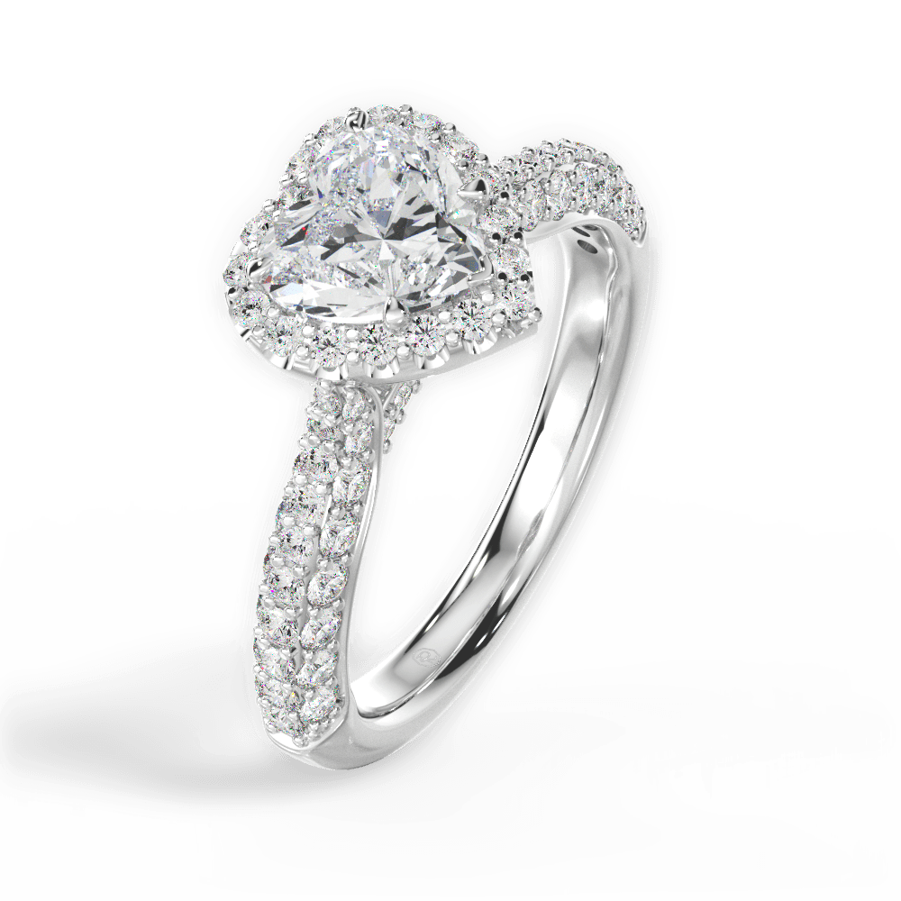 14kt White Gold/18kt White Gold/Platinum/heart/perspective