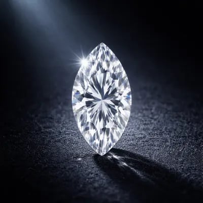 marquise cut natural diamond on a black background