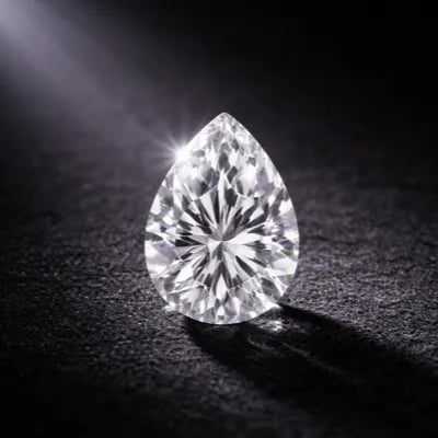 pear cut diamond on a black background