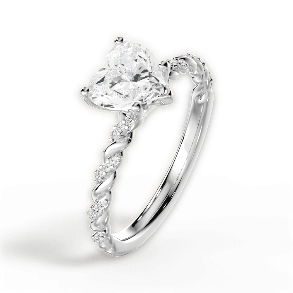 14kt White Gold/18kt White Gold/Platinum/heart/perspective