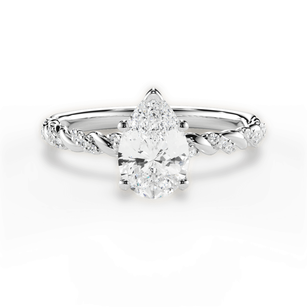 14kt White Gold/18kt White Gold/Platinum/pear/top