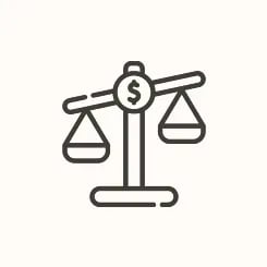 Icons representing transparent pricing