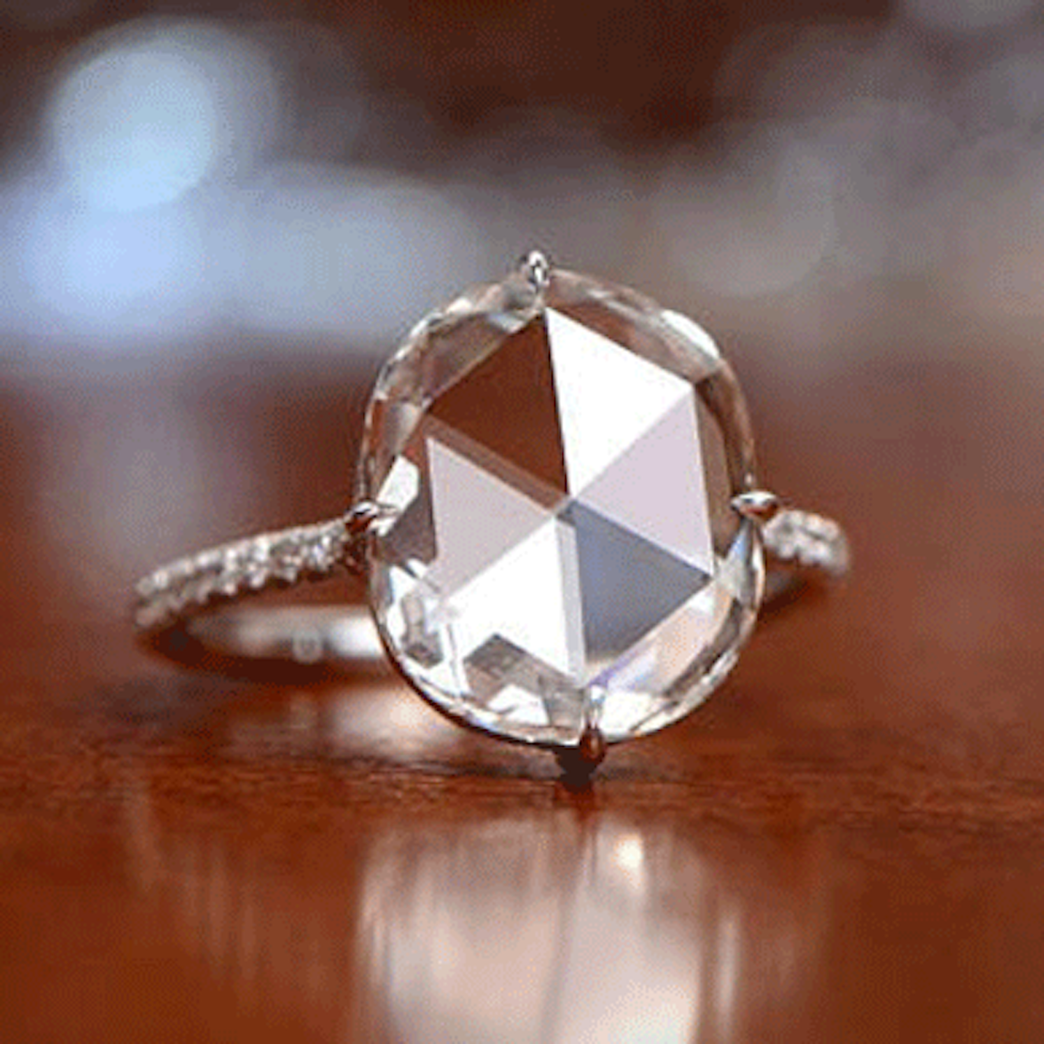 Rose cut diamond ring