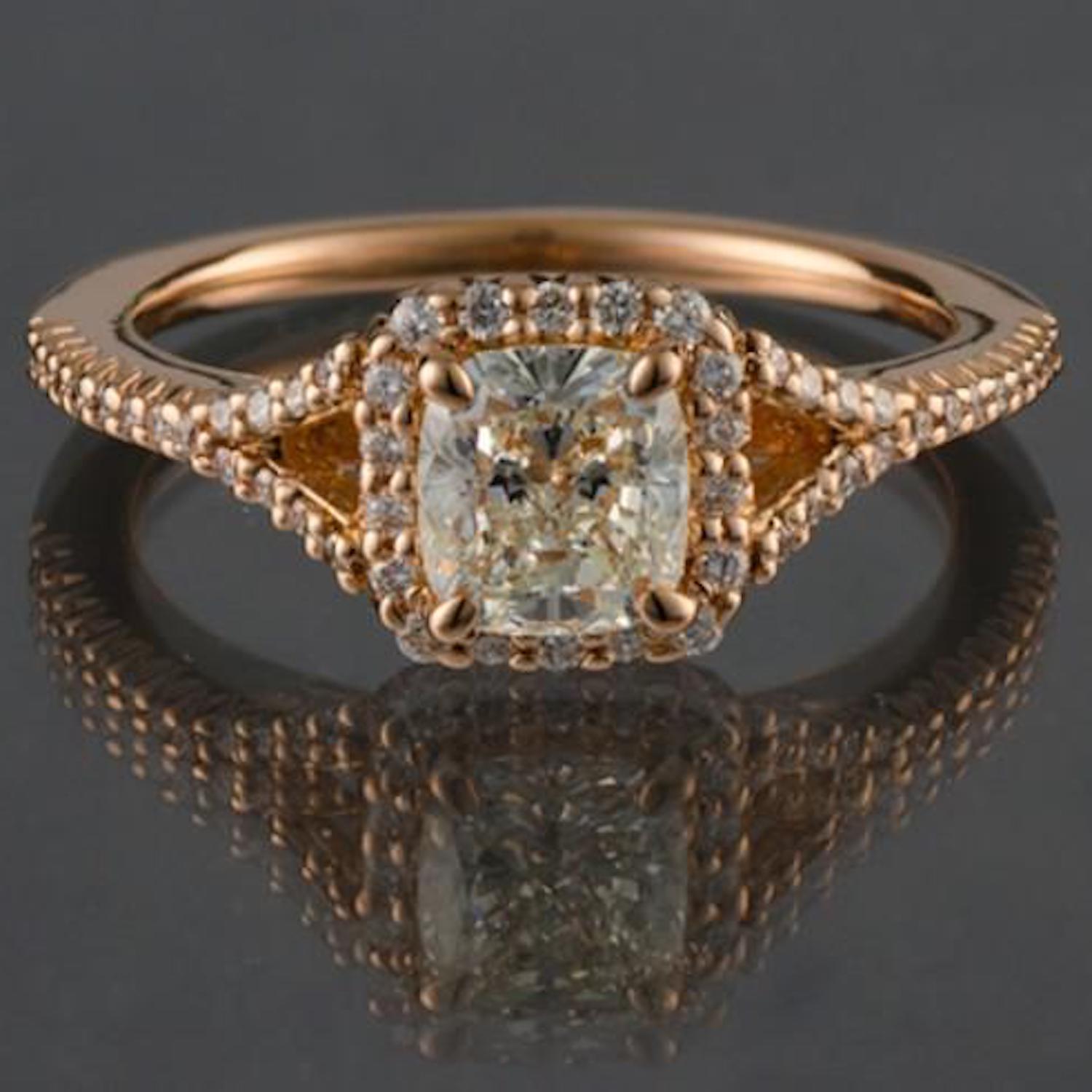 rose gold cushion cut engagement ring
