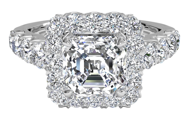 Asscher cut vintage halo engagement ring