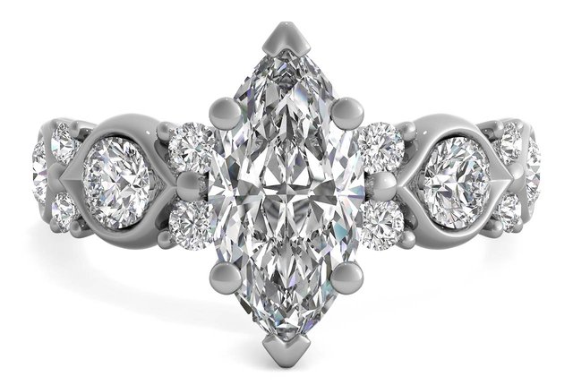 coil twist engagement ring with marquise center stone