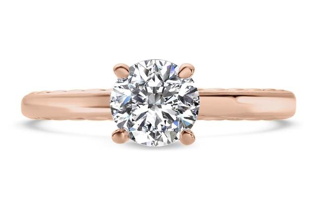engraved rose gold solitaire engagement ring 