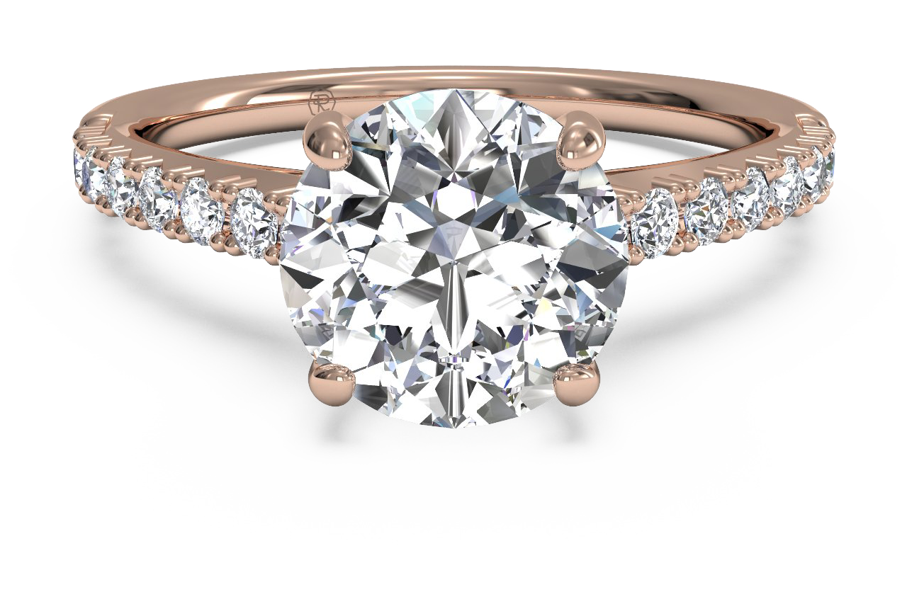 french set diamond band engagement ring in rose gold