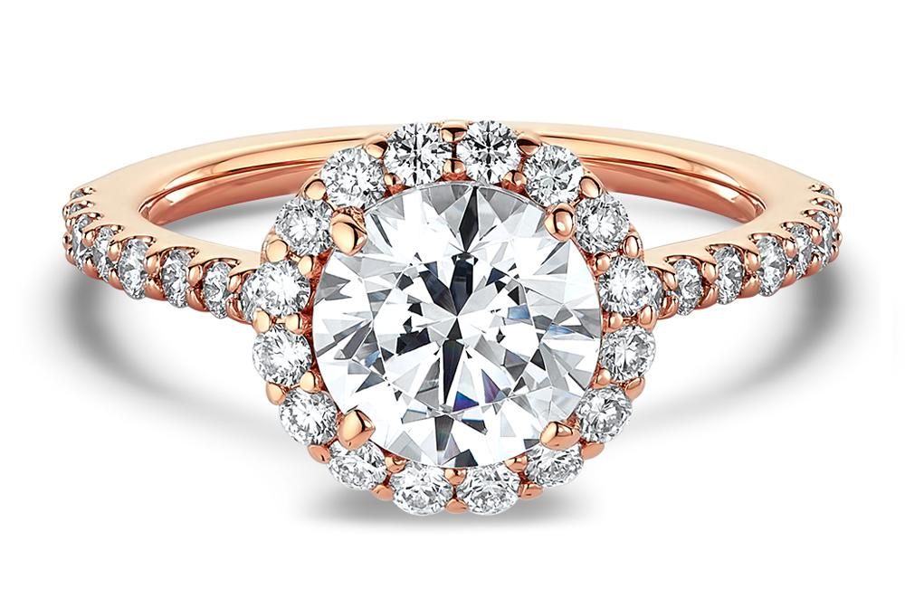 rose gold halo engagement ring