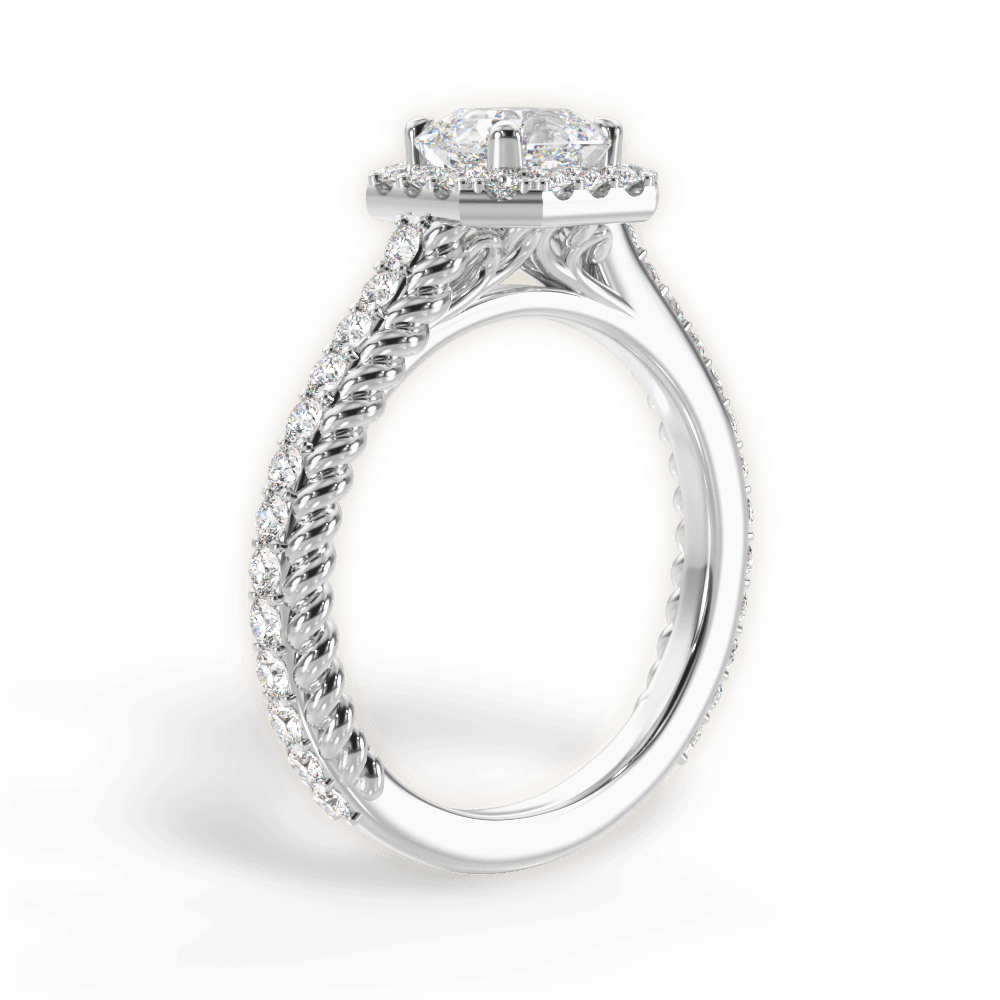 14kt White Gold/18kt White Gold/Platinum/asscher/front