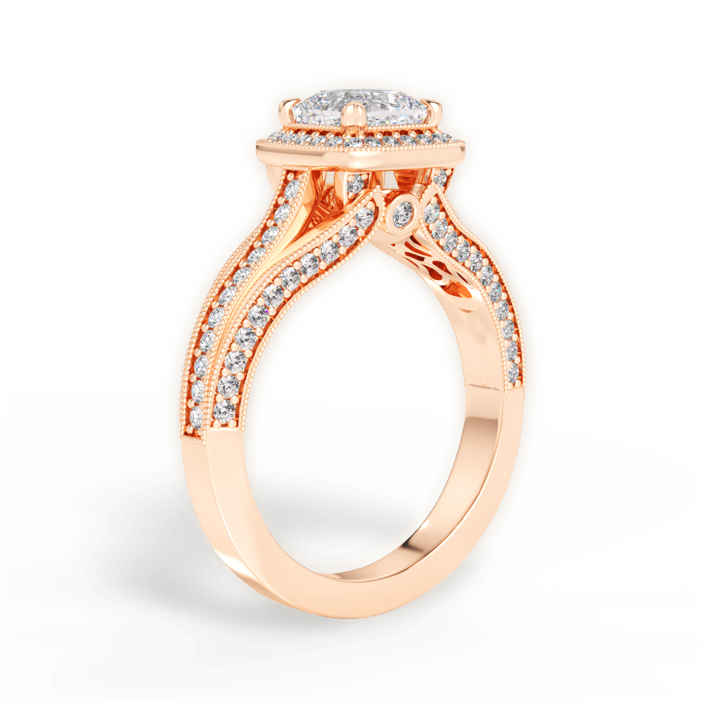 14kt Rose Gold/18kt Rose Gold/cushion/front
