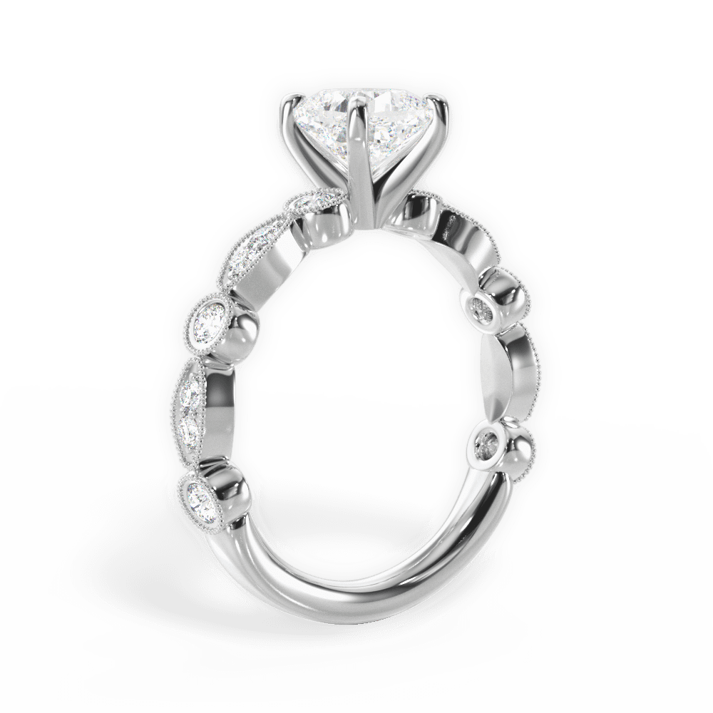 14kt White Gold/18kt White Gold/Platinum/cushion/front