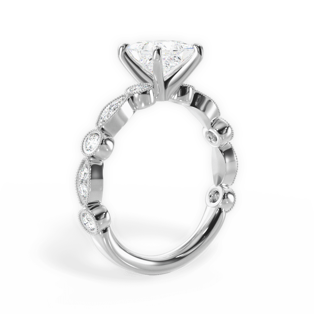 14kt White Gold/18kt White Gold/Platinum/princess/front