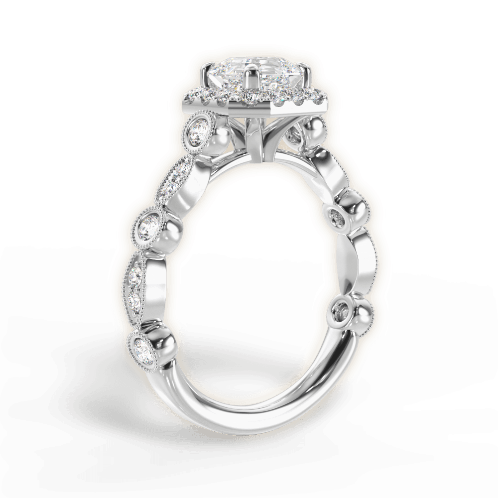 14kt White Gold/18kt White Gold/Platinum/asscher/front