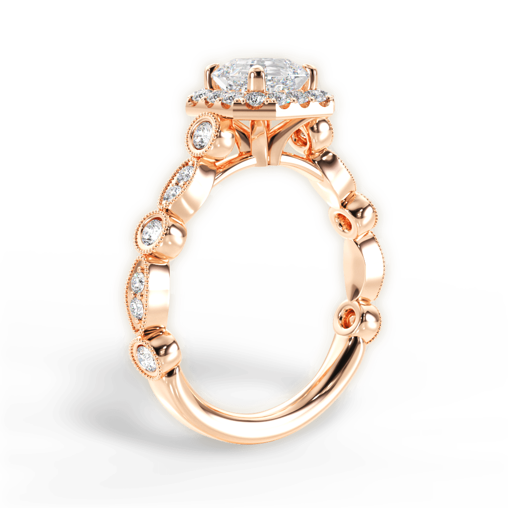 14kt Rose Gold/18kt Rose Gold/asscher/front