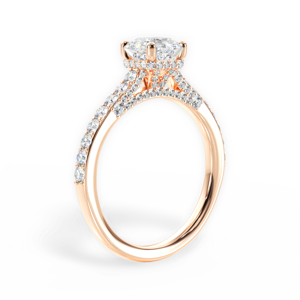 14kt Rose Gold/18kt Rose Gold/asscher/front