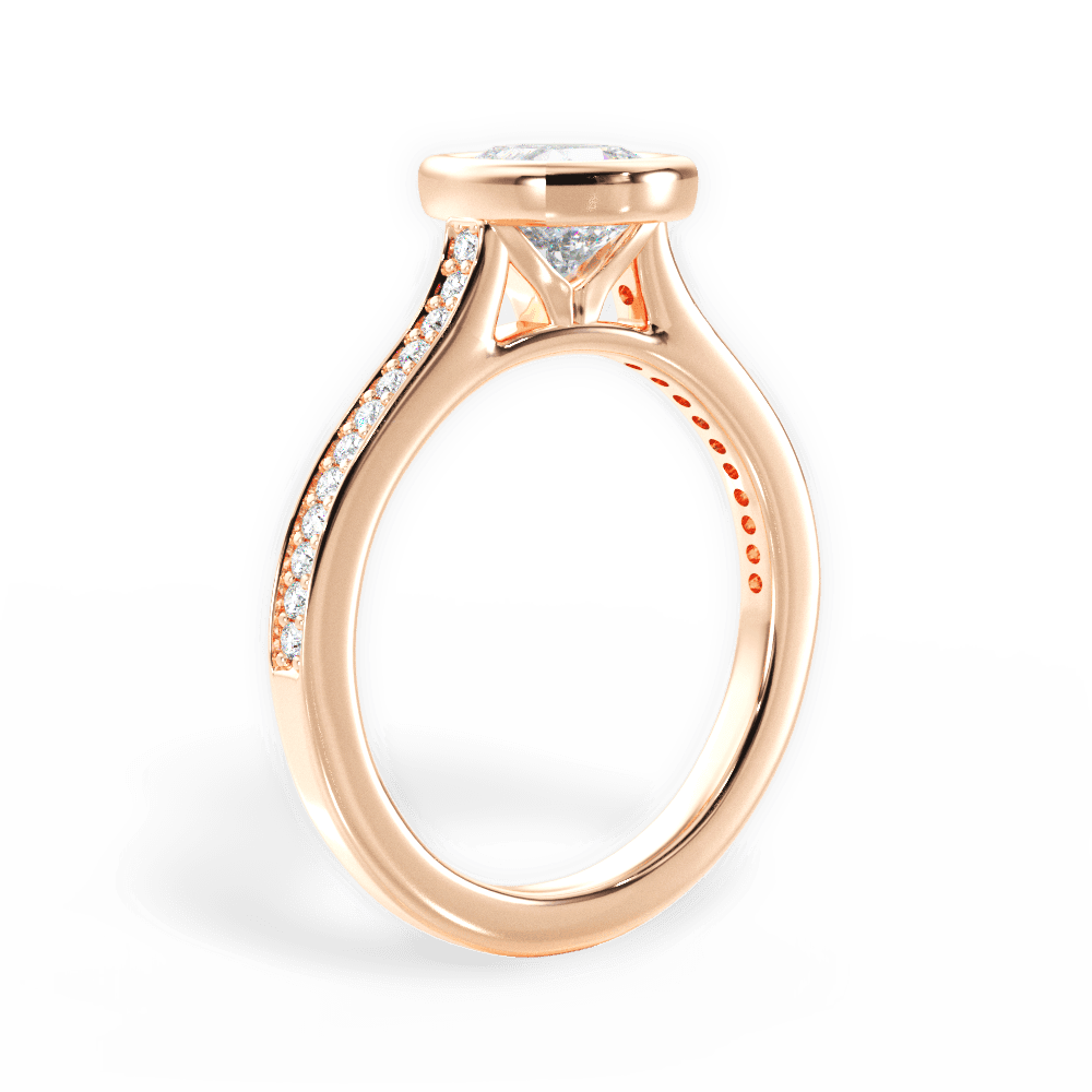 14kt Rose Gold/18kt Rose Gold/cushion/front