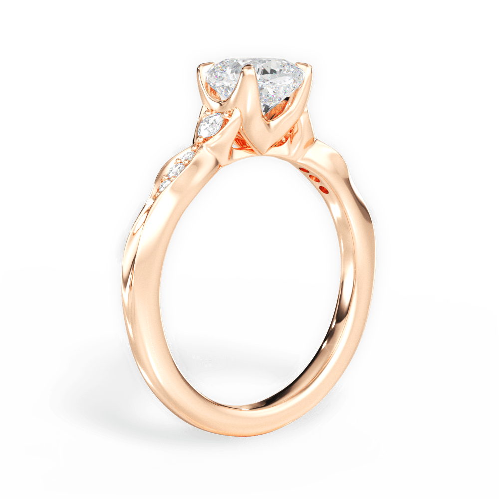 14kt Rose Gold/18kt Rose Gold/cushion/front