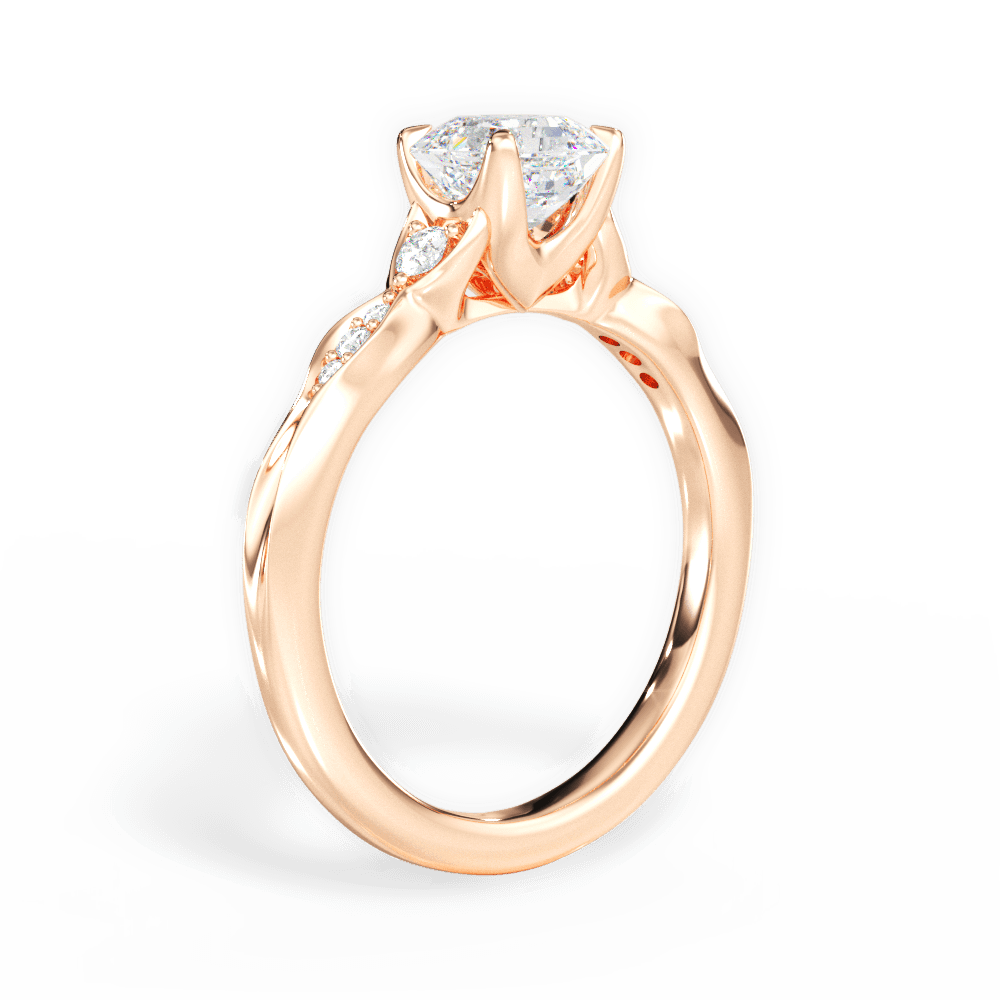 14kt Rose Gold/18kt Rose Gold/asscher/front