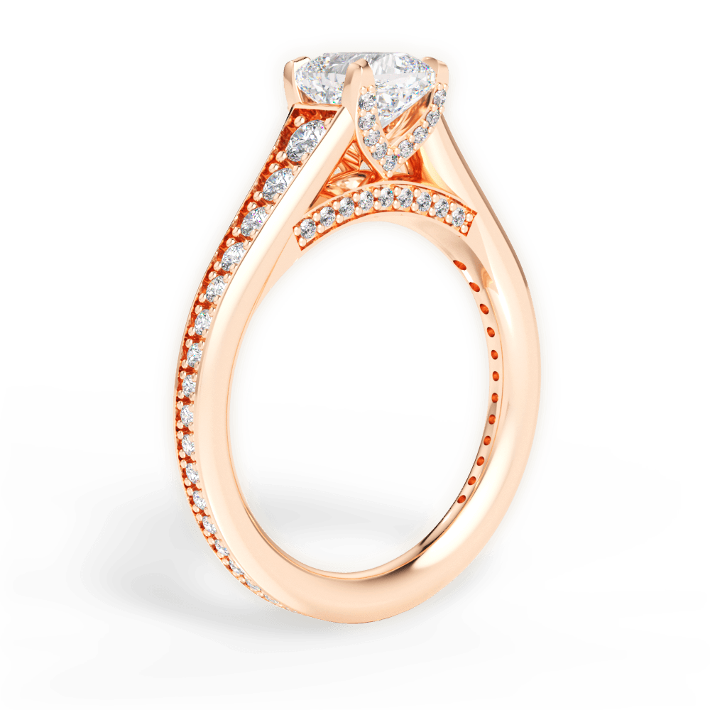 14kt Rose Gold/18kt Rose Gold/cushion/front