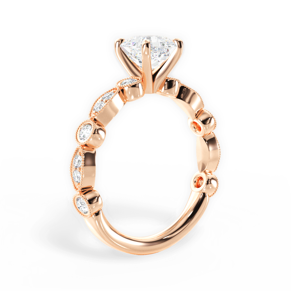 14kt Rose Gold/18kt Rose Gold/asscher/front