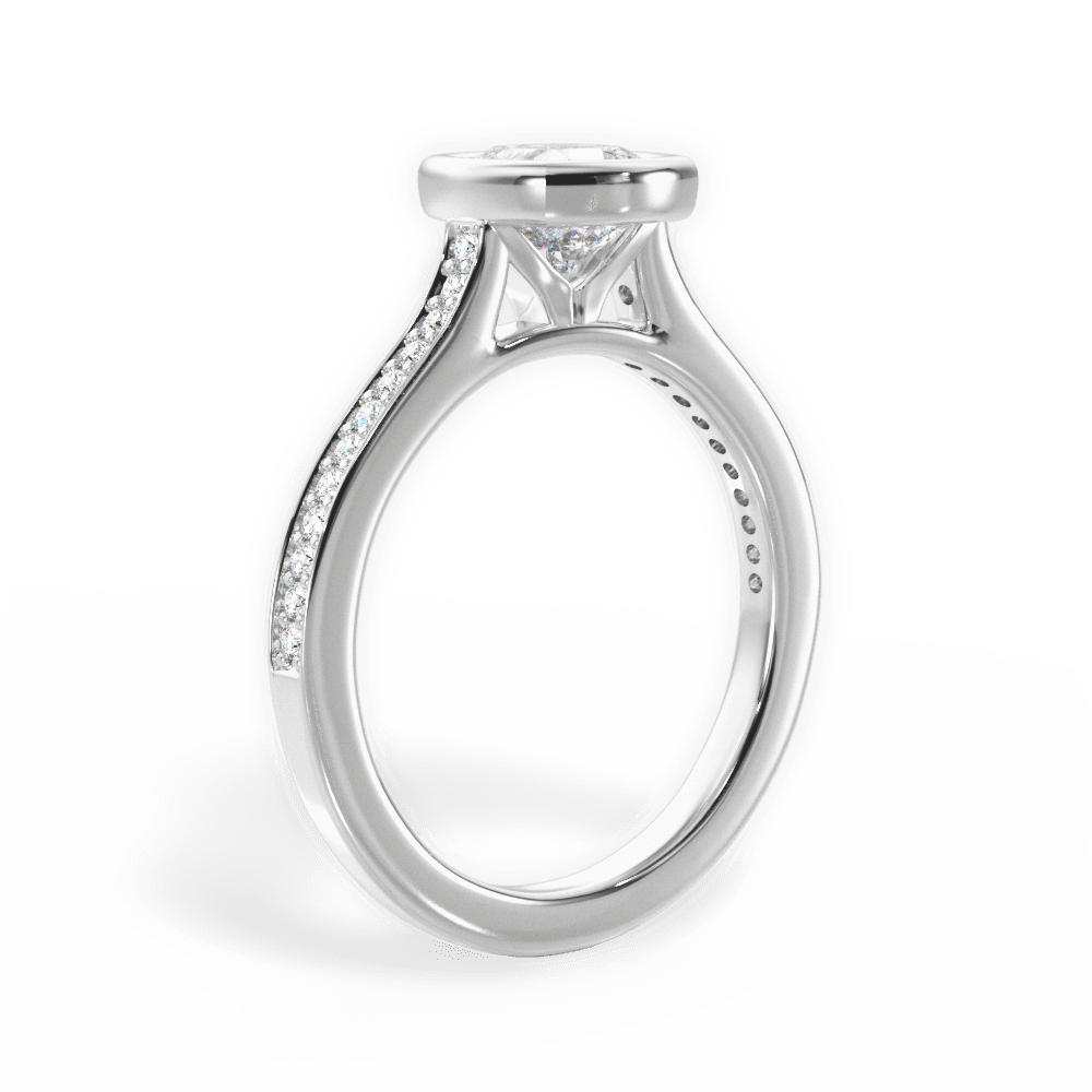 14kt White Gold/18kt White Gold/Platinum/cushion/front